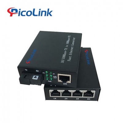 Bộ chuyển đổi quang điện 1 Quang ra 4 LAN 10/100/1000M, Picolink PL-GS-01A-04B
