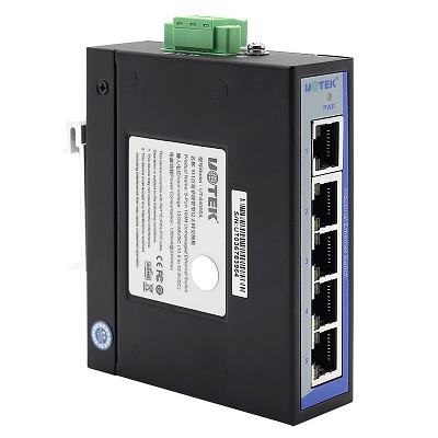 Mô đun truyền thông UTEK industrial grade 5-port 100M unmanaged Ethernet switch rail anti-static surge UT-6405SA