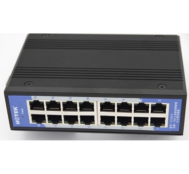 Mô đun truyền thông UTEK industrial-grade Ethernet switch 16-port rail-type network monitoring UT-6516