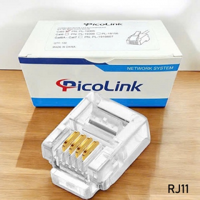 Hạt thoại RJ11, Đầu bấm điện thoại Cat3 RJ11 4 Pin, PicoLink PL-19111