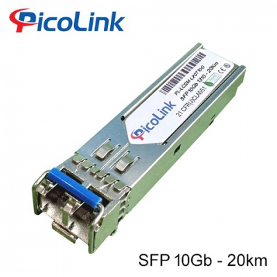 Module quang 2 sợi SFP 10Gbps, khoảng cách 20Km PicoLink, PPL-LCSM-L20T10G