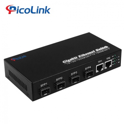 Switch quang 4 port SFP và 2 Port RJ45 1000Mbps, Picolink PL-4SFP2L-1000M