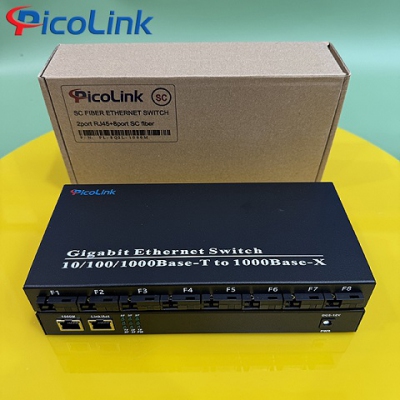 Switch quang 8 cổng SC + 2 cổng RJ45 1000Mbps, PicoLink PL-8Q2L-1000M