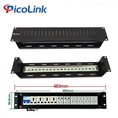 Thanh Ray đấu nối Atomat, ổ điện, chống sét cho tủ mạng Picolink PL-2U-DIN