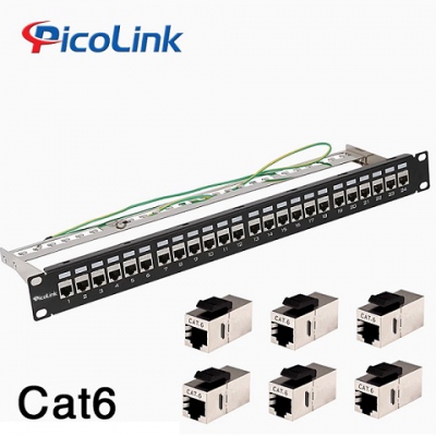 Thanh đấu nối Patch Panel 24 cổng Cat6 FTP 1U PicoLink PL-F1U24P-C6