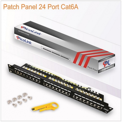 Thanh đấu nối Patch Panel 24 cổng Cat6A STP 1U PicoLink PL-S1U24-C6A