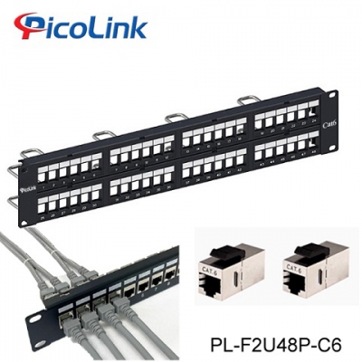 Thanh đấu nối Patch Panel 48 cổng Cat6 FTP 2U PicoLink PL-F2U48P-C6