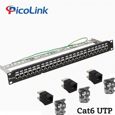 Thanh đấu nối Patch Panel 24 cổng Cat6 UTP 1U PicoLink PL-U1U24P-C6
