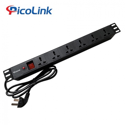 Thanh nguồn PDU Đa năng 6 ổ cắm 10A dùng cho tủ mạng, Picolink PL-PDU6-10A