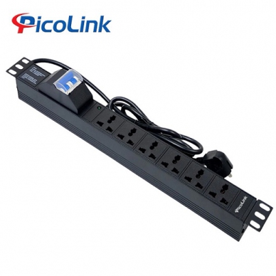Thanh nguồn PDU Đa năng 6 ổ cắm 32A có kèm dây nguồn, Picolink PL-PDU6D-32A